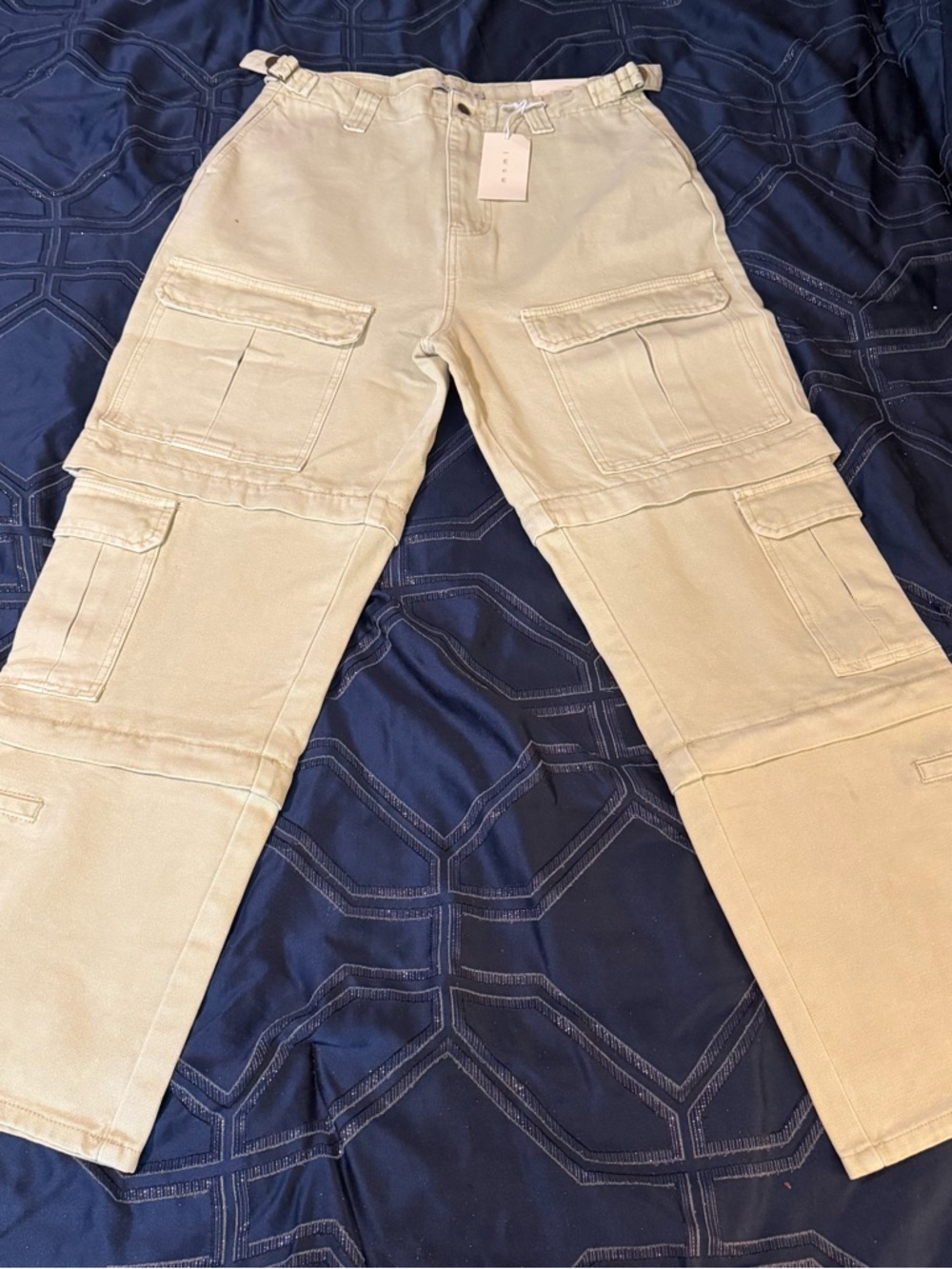 MNML Ultra Baggy Stone Beige Cargo Pants with Multiple Utility Pockets